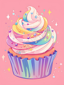彩虹奶油杯子蛋糕图片