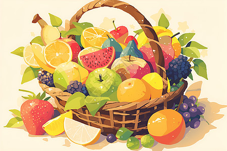 五彩缤纷的水果篮图片