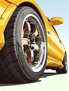 黄色跑车的轮胎图片