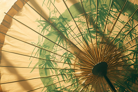 竹叶花纹的油伞图片