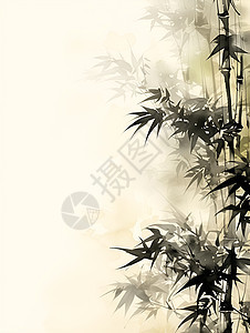 中式竹林插画图片