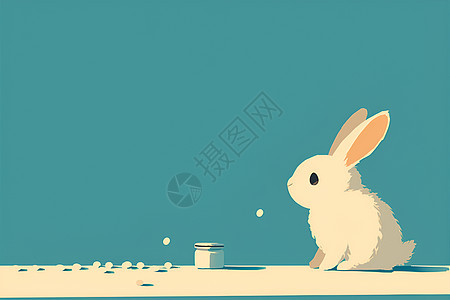 一只可爱的白兔图片