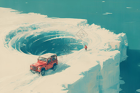 冰上行驶的越野车图片
