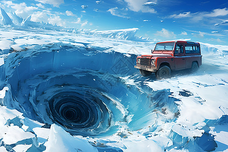 越野车穿越冰原图片