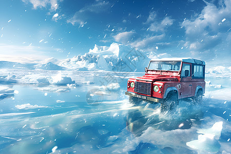 冰原上的越野车图片