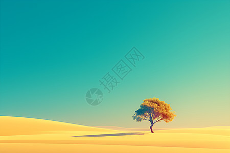 荒漠中的大树图片