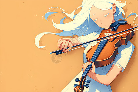 小女孩与小提琴图片