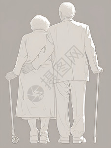老年夫妇背影图片
