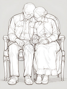 一对老年夫妇坐在椅子上图片