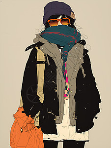 冬日女性戴着墨镜图片