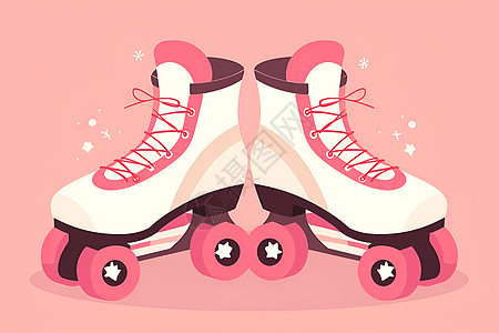 粉色背景上的时尚滑冰鞋图片