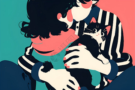 情侣共抱可爱小猫图片