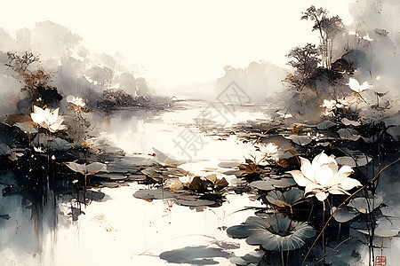 莲花湖畔的宁静之美图片
