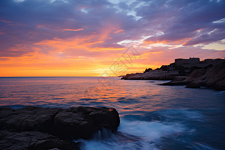 海岸上的夕阳图片