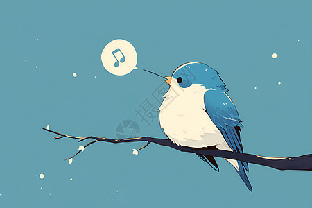 蓝鸟在树枝上歌唱图片
