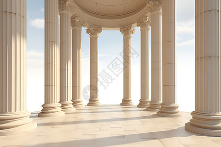 云端的大理石柱廊图片