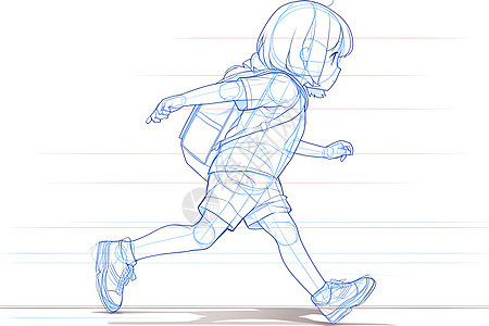 奔跑的小女孩钢笔画图片
