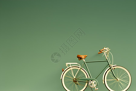 绿色自行车有白色把手图片