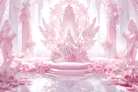女王坐在粉色的宝座上图片