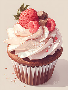 草莓奶油纸杯蛋糕图片