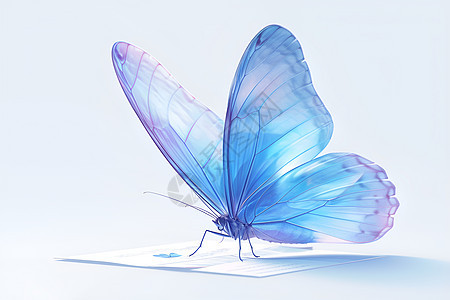 蓝色蝴蝶展开翅膀图片