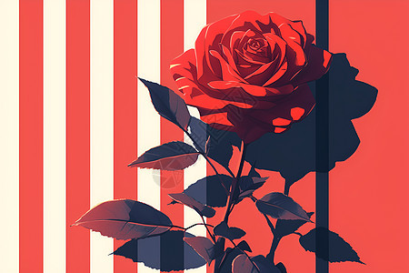 红色条纹和玫瑰花图片