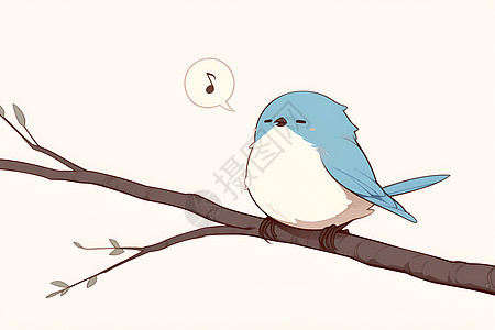 树枝上唱歌的小鸟图片