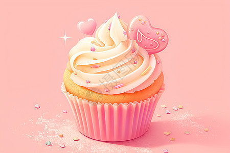 粉色背景上的蛋糕图片