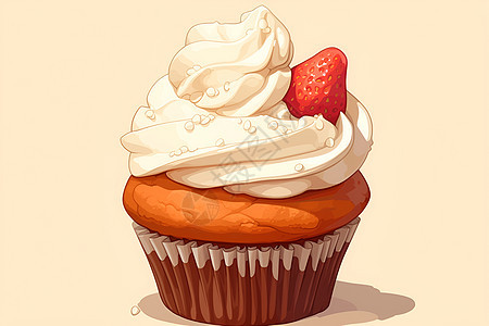 草莓杯子蛋糕插画图片