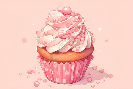 粉色纸杯蛋糕图片