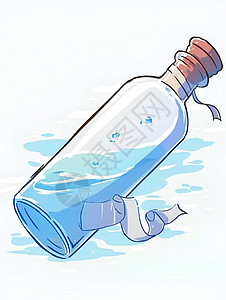一只漂浮的透明玻璃瓶图片