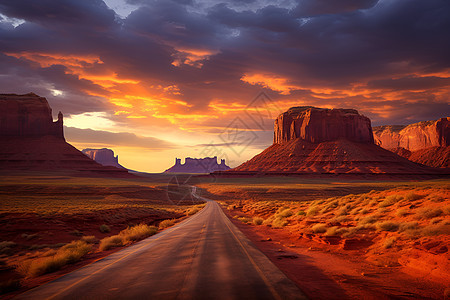 沙漠中的漫长公路图片
