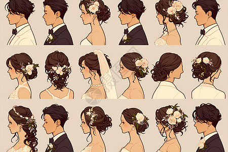 新娘和新郎的发型设计图片