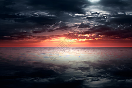日落海洋上的云朵图片