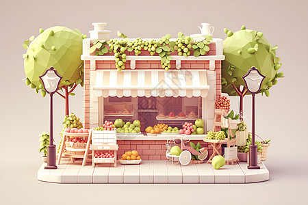 夏日可爱水果店图片