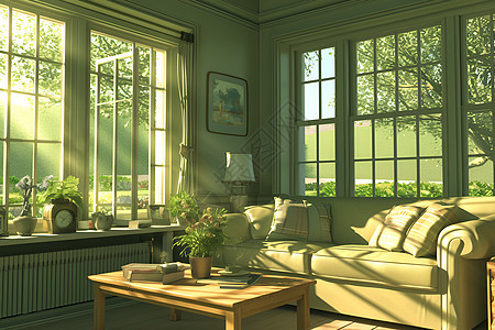绿色的客厅设计图片