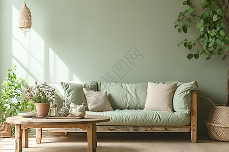 客厅中的沙发和植物图片