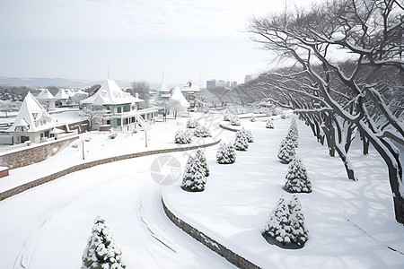 大雪覆盖的道路图片