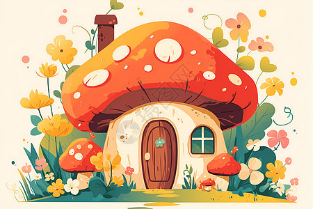 童话世界里的五彩蘑菇屋图片