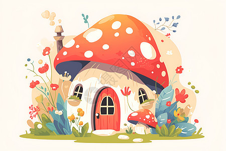 可爱多彩的蘑菇屋图片