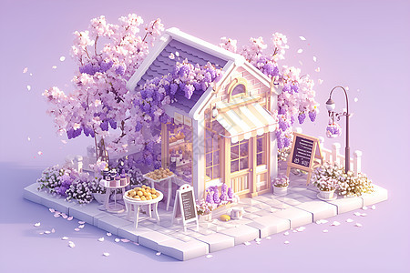 美丽的紫色小屋图片