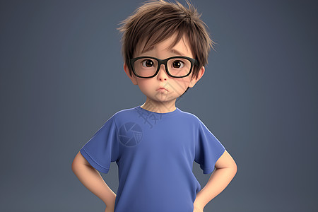 一个戴眼镜的小男孩图片