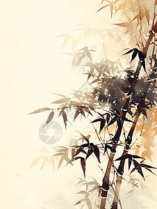 中国风格的竹子墨画图片