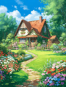 花园中的绘画之家图片