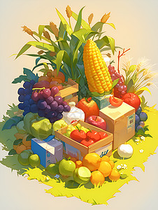 水果和蔬菜插画图片