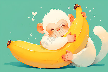 抱着香蕉的可爱猴子图片