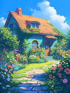 仙境花园中的梦幻之家图片