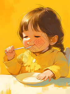 吃饭中的亚洲小女孩图片