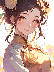 花卉少女插画图片