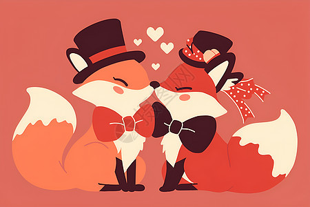 可爱狐狸夫妇图片